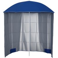 Parasol para Terraza con Panel Lateral Ø220x220 cm con Apertura Manual 8 Varillas de Acero y Bolsa de Transporte Azul
