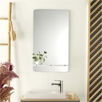 Mob-In – Miroir lumineux de salle de bain 40 x 70 cm – Rendu lumineux – Tablette en métal – Pour petits espaces – Design contemporain