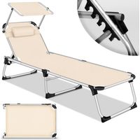 tillvex Lettino prendisole con tettuccio e cuscino, beige - rivestimento base Lettino da giardino pieghevole Lettino da spiaggia con schienale regolabile, maniglia per il trasporto, superficie recli