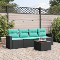 vidaXL 5 Piece Garden Sofa Set with Cushions Black Poly Rattan (US only)