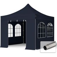 TOOLPORT 3x3 m Tente pliante - Acier, côtés avec fenêtres, noir