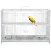 Jaula para pájaros 60x41x41 cm metal con comederos, 2 perchas, 3 puertas y asa transporte para canarios cotorras