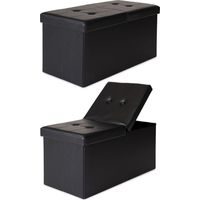 dibea Sgabello cassapanca pieghevole Panca con Contenitore con Coperchio a Cerniera 76x38x38 cm, Similpelle Nero