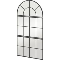 Specchio da Parete ad Arco Stile Finestra per Camera da Letto e Ingresso, 76x43 cm, Nero