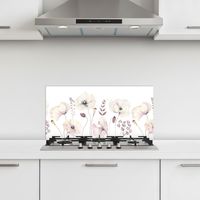 CRÉDENCE CUISINE Fleurs - Pastel - Plantes - Blanc 70x30 cm