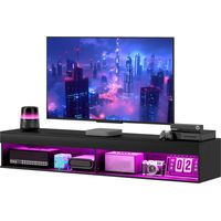 Support TV mobile 75" avec lumière LED 16 couleurs et télécommande, Noir 180x40x30cm