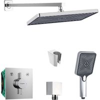 Set de douche encastré avec mitigeur – Douche de tête 360x240mm 1 jet – Douchette 120x110mm 3 jets – Corps d’encastrement hansgrohe – SANI21HKK001