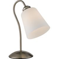 "Lampada da tavolo 1162 in metallo nichel con diffusore in vetro"