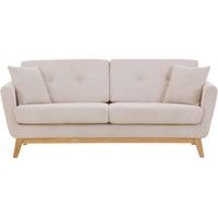 Concept-Usine – Canapé droit 3 places en velours côtelé beige – Structure bois massif – Assise déhoussable – Dimensions 190x85x85 cm