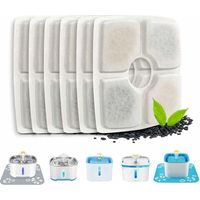 Fountains Set of 6 automatic cat fountain filters with replacement resin and activated carbon water filter for cats and dogs (square)