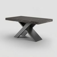 Tavolo allungabile design 12 posti 160/260x90 base antracite Roma - Effetto marmo nero
