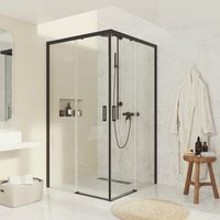 BATHME NOEL-4 Mampara Ducha Angular Corredera Negro Transparente - Medida: 83-85x103-105 cm - ref: BVF1NR085X105