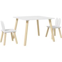 Mesa Infantil con Sillas Respaldos con Orejas de Conejo Mesa Infantil para Guardería Sala de Juegos Blanco