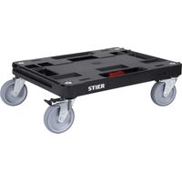 STIER Systainer-Rollbrett RB BLACK-Edition für alle T-Loc Systeme und Systainer³, 100 kg Tragkraft, mit 2 stabilen Griffen, praktische Durchführung für Spanngurte