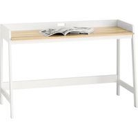 Sobuy – Bureau droit 125x51cm FWT41WN – Panneaux de particules – Surface de travail spacieuse – Passe-câbles intégré – Montage facile