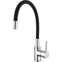 Robinet de Lavabo Mitigeur K2O Flex 22x9,6x36,6 cm Chrome avec Flexible de 35 cm, Bec Flexible Noir et Aérateur