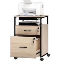 Cajonera para Escritorio 2 Cajones con Ruedas Tamaño Carta A4 44x40x66.5 cm Tono Madera