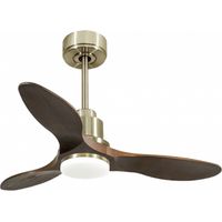Tenerife de KlassFan - Super destratificateur et ventilateur DC 106 cm Laiton pales bois sombre avec Lumière dimmable 10 à 20 m²