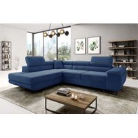Aston Jumbo Cord Left Hand Facing Corner Sofa Bed with Storage and Lift Mechanism - Blue