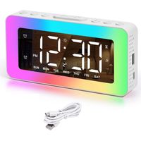 réveil numériqueRVBRéveil coloré pour chambre à coucher, réveil miroir à luminosité réglable