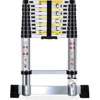 Échelle Télescopique BM TOOLS 3,8M en ALU avec stabilisateur - Charge 150kg Pliable Extensible Unique Droite Multi-fonction