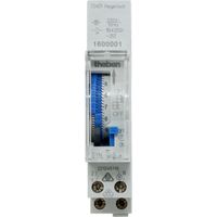 Le Sanitaire – Horloge programmable analogique 1 canal – Programmation journalière – Charge max 1000W – Montage rail DIN – Entraînement moteur synchrone