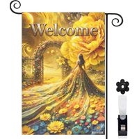 Bannière de cour forêt magique et fleur jaune 30 x 45 cm décoration maison de campagne
