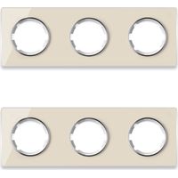 Plaque de finition Garda, en verre, horizontal, 3 postes (lot de 2) - beige