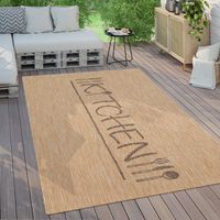 Paco Home Tapis Exterieur Terrasse Balcon Tapis Cuisine Moderne Écriture 80x250 cm, Beige 2