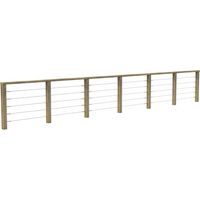 Kit Garde-Corps JERSEY Longueur = 6,9 m - Bois d'Epicea Traité Autoclave 4 - Tendeur en Inox - Recoupable - Montage Facile
