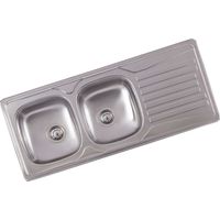 Evier a Encastrer INAREL E26001 Inox Lisse 2B 1E Avec Vidage