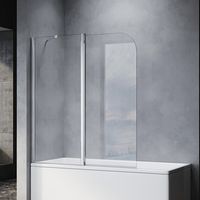SONNI Badewannenaufsatz Dusche Badewannenfaltwand Glas Duschwand für badewanne 2-teilig 140x120(HxB),Tür 180°schwenkbar,mit Stabilisator,nano glas