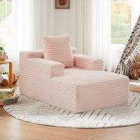 Chaiselongue fauteuil relax et sofa d'appoint, sans montage, rembourrage confortable, corduroy rose
