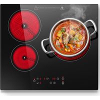 Plaque Vitrocéramique 3 feux,Encastrable,5400W,9 Niveaux,Fonction de Minuterie,Pour Toutes Les Casseroles