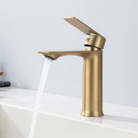 UBEEGOL Mitigeur Lavabo Doré Monocommande – Robinet Salle de Bain en Inox, Température et Débit Réglables, Design Moderne