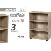 Scaffale rovere 3 ripiani libreria moderna cm 62 x 24 x 80 h