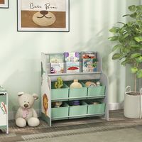 Meuble de rangement pour enfants, rangement pour jouets, 6 tiroirs en tissu et 2 étagères, 63 x 30 x 71 cm, vert