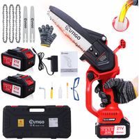 OUTIGO Tronçonneuse à batterie, 8 pouces, 2 4000mAh Akku, MINI Tronçonneuse sans fil, 4chaînes+3 barres de guidage de chaîne (8C)