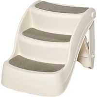 Escalera 3 peldaños plegable para perros gatos cama sofá 49x38x38 cm crema