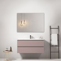 Mobile bagno sospeso cannettato 100 cm Rosa Retro Lavabo in Ceramica Specchio Quadro - Fiji Paint