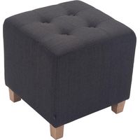 Sgabello basso poggiapiedi imbottito in tessuto grigio scuro gambe in legno 45x46 cm 100000060