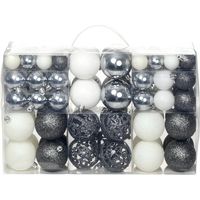 vidaXL Ensemble de boules de Noël 100 pcs 3/4/6 cm Blanc/Gris