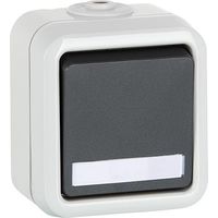 Interrupteur a bascule en saillie PEHA IP44,gris, avec champ d'inscription D 626 WAB NA
