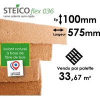 Steico – Panneau d'isolation en laine de bois 100mm – Conductivité thermique 0,036 W/mK – Flexibilité pour espaces confinés – Palette entière 33,67m²