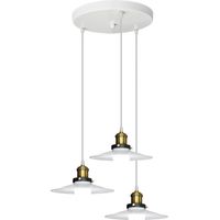 3 Flammige Pendelleuchte Vintage Ø22cm Lampenschirm aus Eisen Hängelampe E27 Höhenverstellbar für Küche Wohnzimmer Esszimmer -Weiß (Runde Basis)