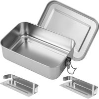 Fiambrera de acero inoxidable de 1150 ml, fiambrera de acero inoxidable con 2 compartimentos extraíbles, ideal para oficina, escuela, camping, niños y adultos.