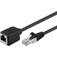 CAT 5e Verlängerungskabel, F/UTP, schwarz, 1 m, Kupferleiter (CU), RJ45-Stecker (8P8C) RJ45-Buchse (8P8C). Kabellänge 1 m