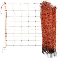 Filet à moutons électrifiable orange H 90 cm x L 50 m – 9 fils horizontaux dont 8 électrifiés – Modèle double pointe – Neutral