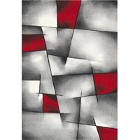 Tapis salon et chambre 140x140 rouge carré tissé motif géométrique ULTIMA