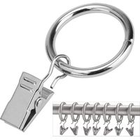 Curtain Rings With Clips - Stainless Steel Φ25 mm - For 20 mm Curtain Rods - Rust Resistant - Silver - 50 Pieces